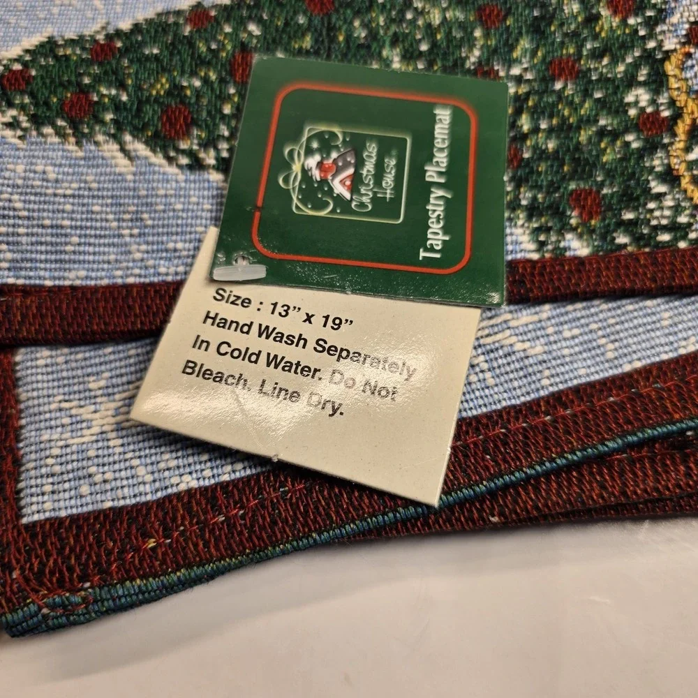 Christmas House Tapestry Placemats Snowman Set‎ of 5 Holiday Table Decor 13x19